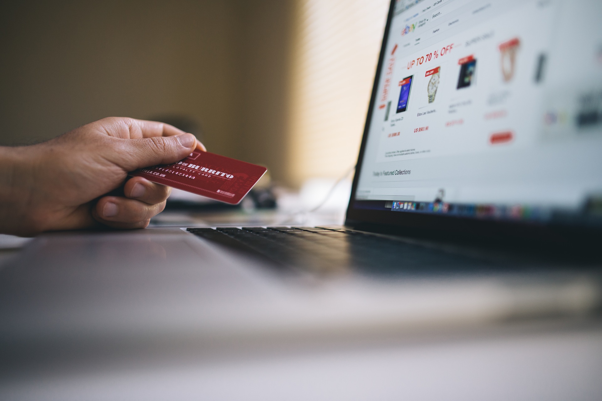 Man holding bank card